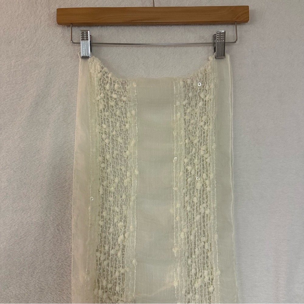 Elegant Cream Lace Infinity Scarf 14” W x 72” L